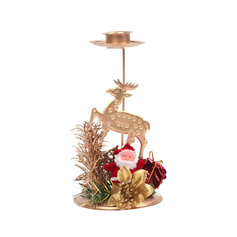 Support de bougie LumiNoel | Bougeoir de Noël en fer doré | Flocon de neige, étoile, arbre & renne | Décoration de table pour Noël & Nouvel An