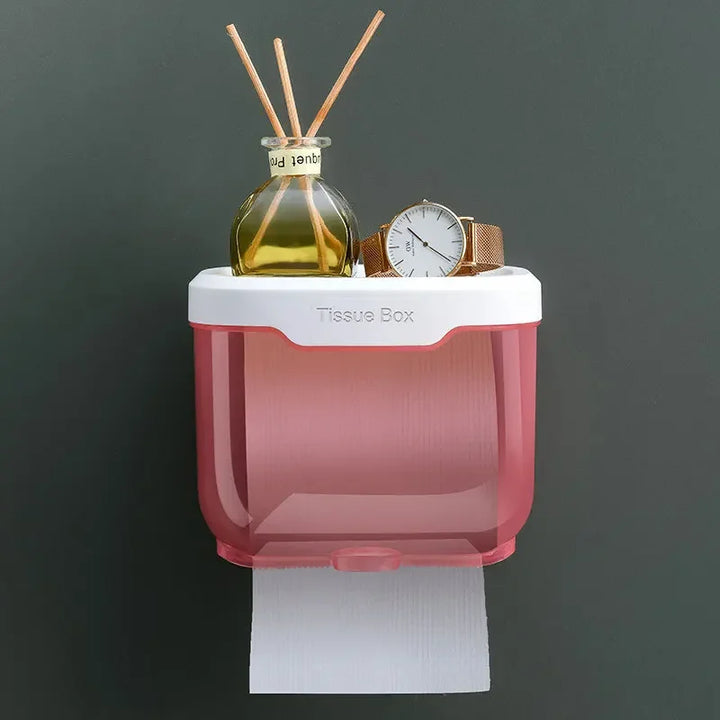 Support de papier toilette mural | Avec étagère et boîte étanche | Moderne et gain de place