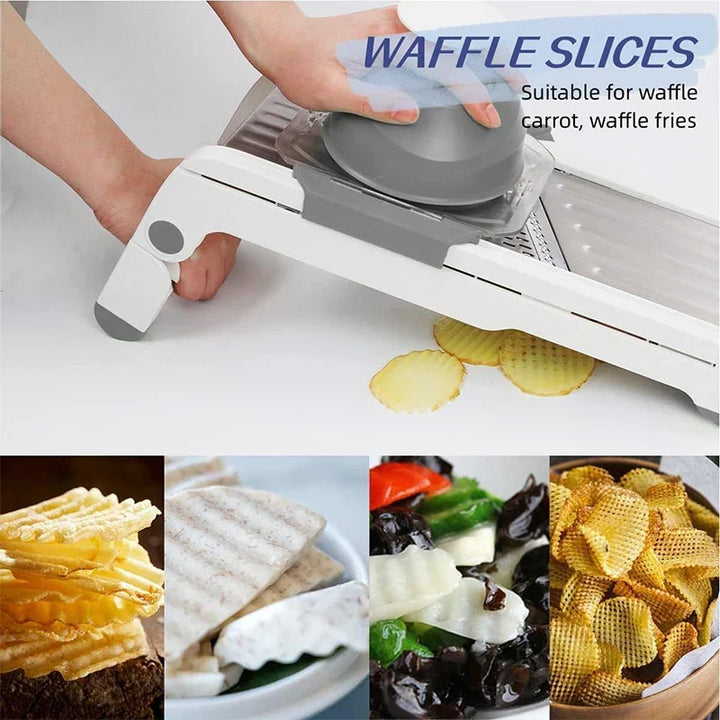 SchnittMeister 18-en-1 Mandoline Râpe à Légumes | Réglable & Lames en Acier Inoxydable | Pour Tranches, Frites & Julienne | Sûr & Polyvalent