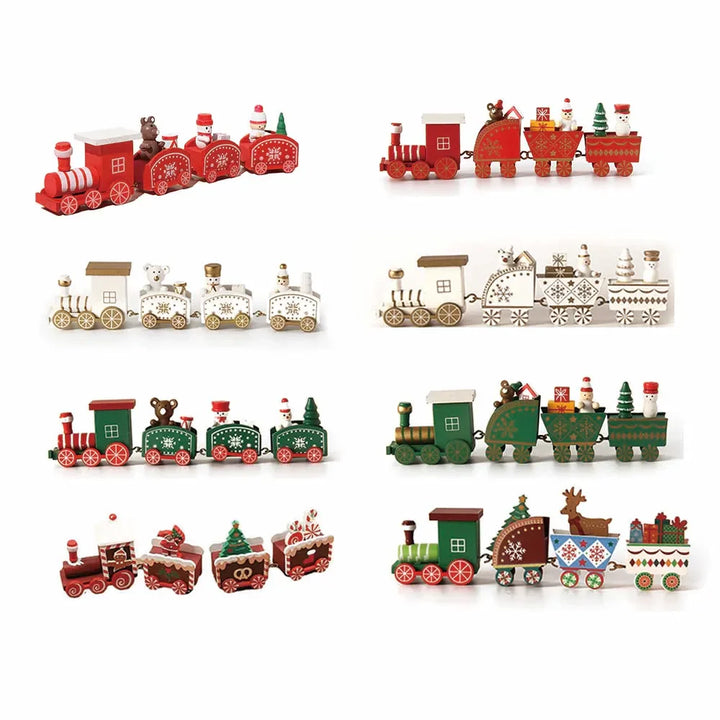 Nordica Express | Décoration de train de Noël en bois | Locomotive et wagons mobiles | Décoration de table festive et idée cadeau