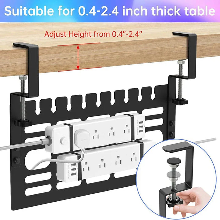 ClampGrid Gestion de câbles sous le bureau | Support de câble en métal avec pince | Pour plateaux de table de 1 à 6 cm | Sans perçage