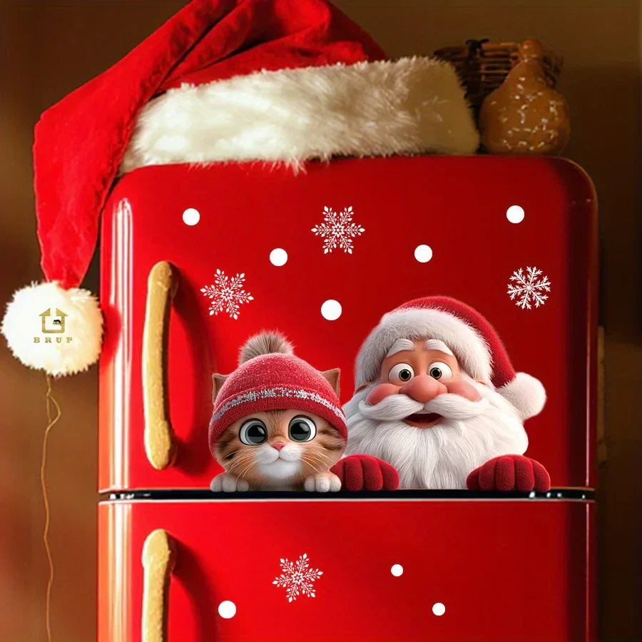 Autocollants de fenêtre de Noël SantaCling | Réutilisables & sans résidus | Motif Père Noël | Décoration de fenêtre pour salon & couloir