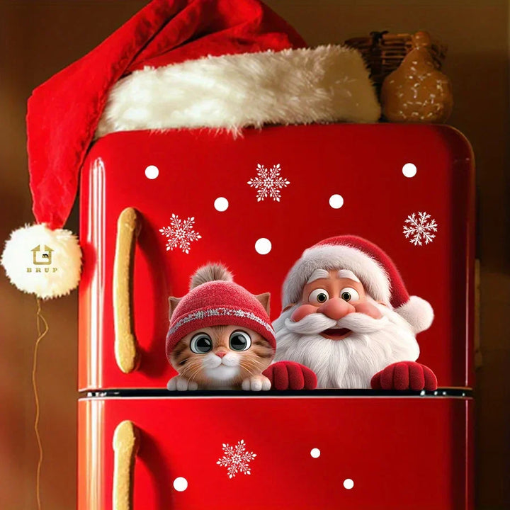 Autocollants de fenêtre de Noël SantaCling | Réutilisables & sans résidus | Motif Père Noël | Décoration de fenêtre pour salon & couloir