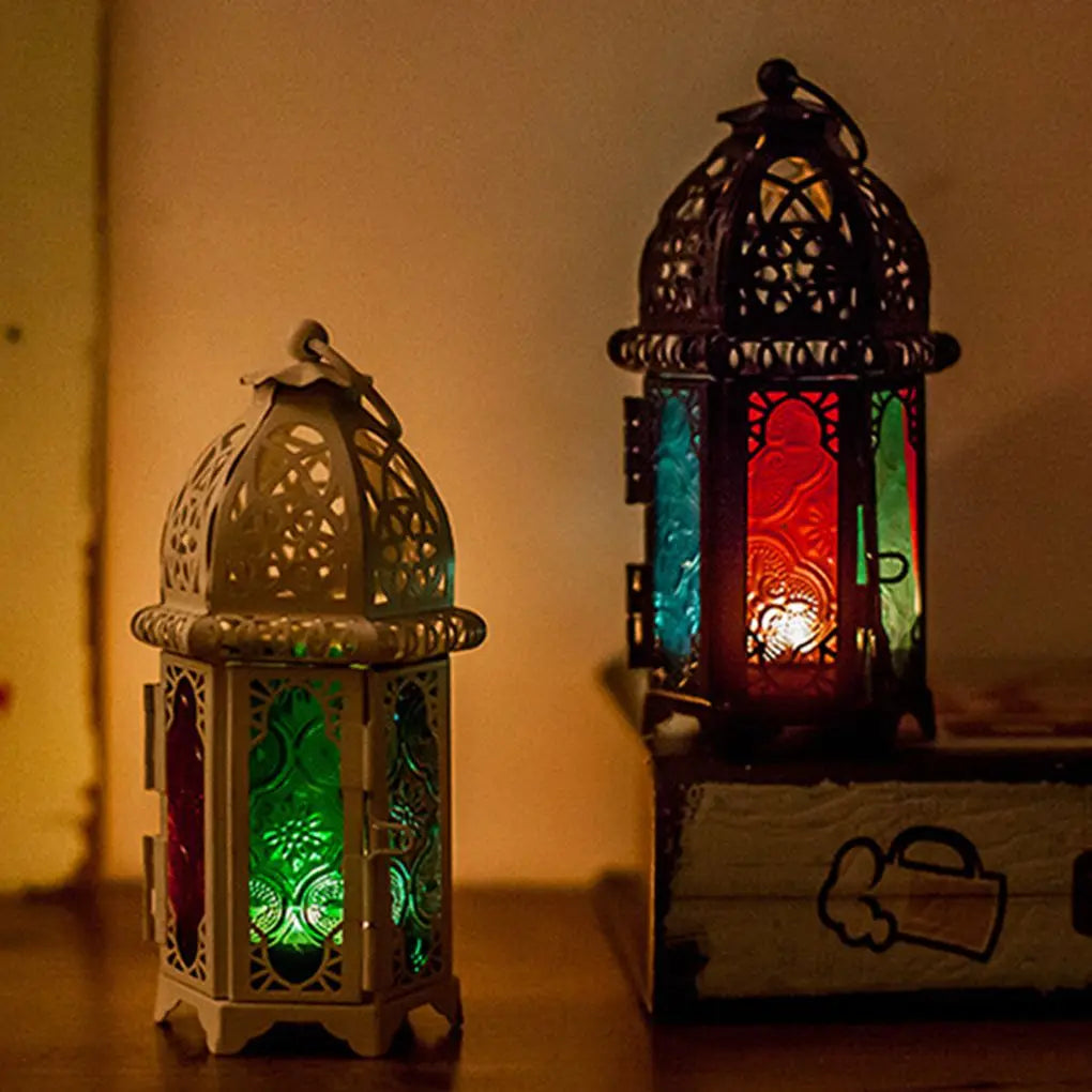 Lanterne à bougie | Design oriental | Fer & verre | 17 cm