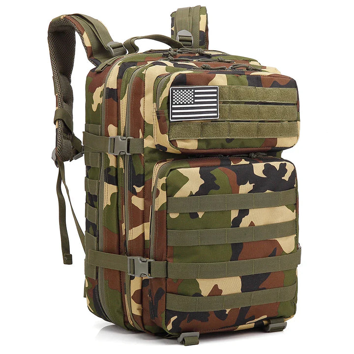 TACTICO45 45 L Sac à Dos d'Outdoor | Système Molle | Capacité de 3 Jours | Robuste & Multifonctionnel – Noir/Kaki/Olive