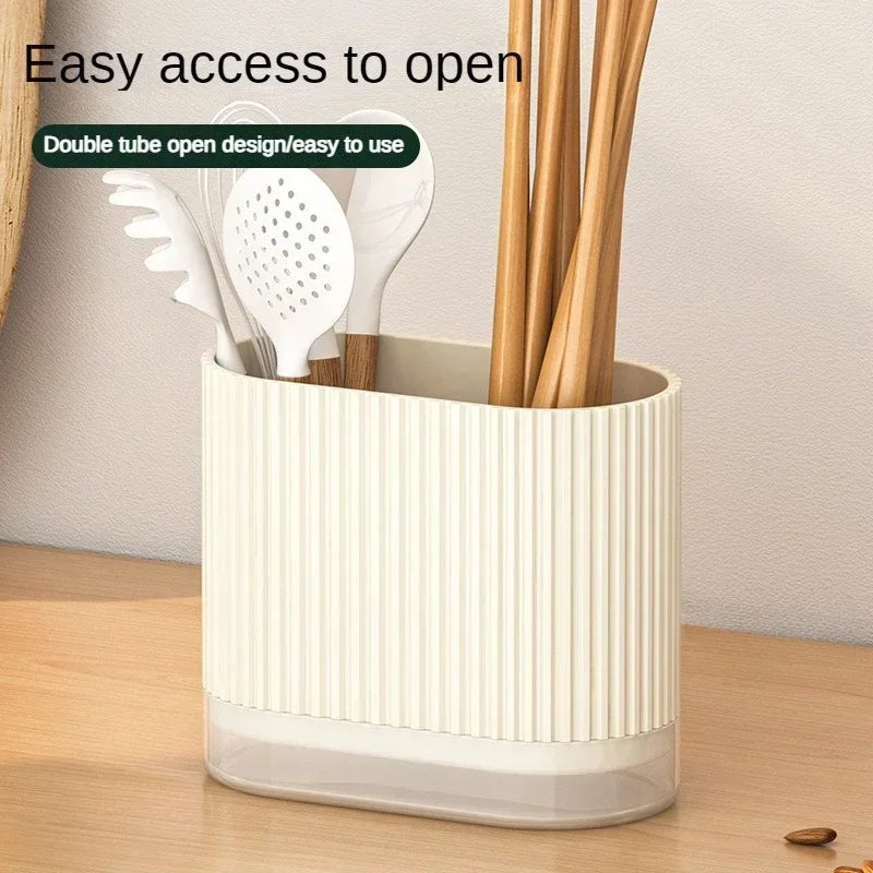 Support mural Ordina pour ustensiles de cuisine | Sans perçage | Boîte à cuillères et baguettes avec drainage | Organisateur compact en plastique