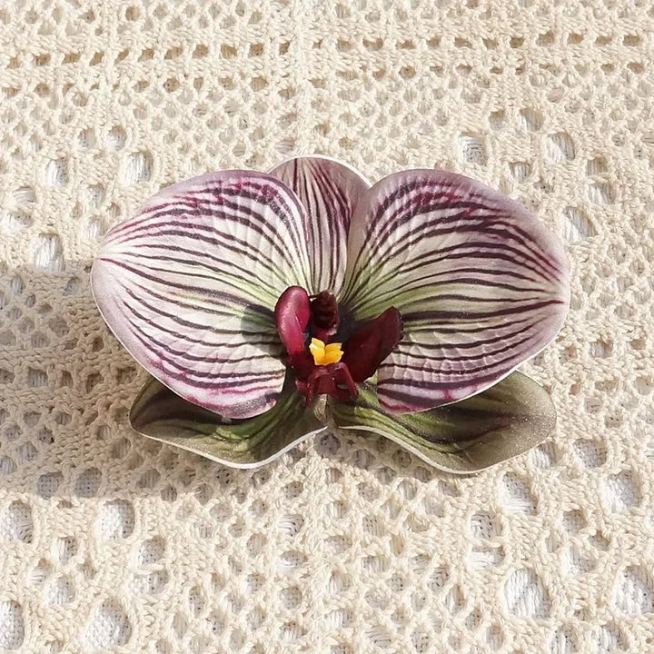 Fleur décorative 3D Floriva Orchidea | Grande orchidée papillon artificielle en coton silicone | 10 × 11 cm | Pour déco, cadeaux & accessoires capillaires