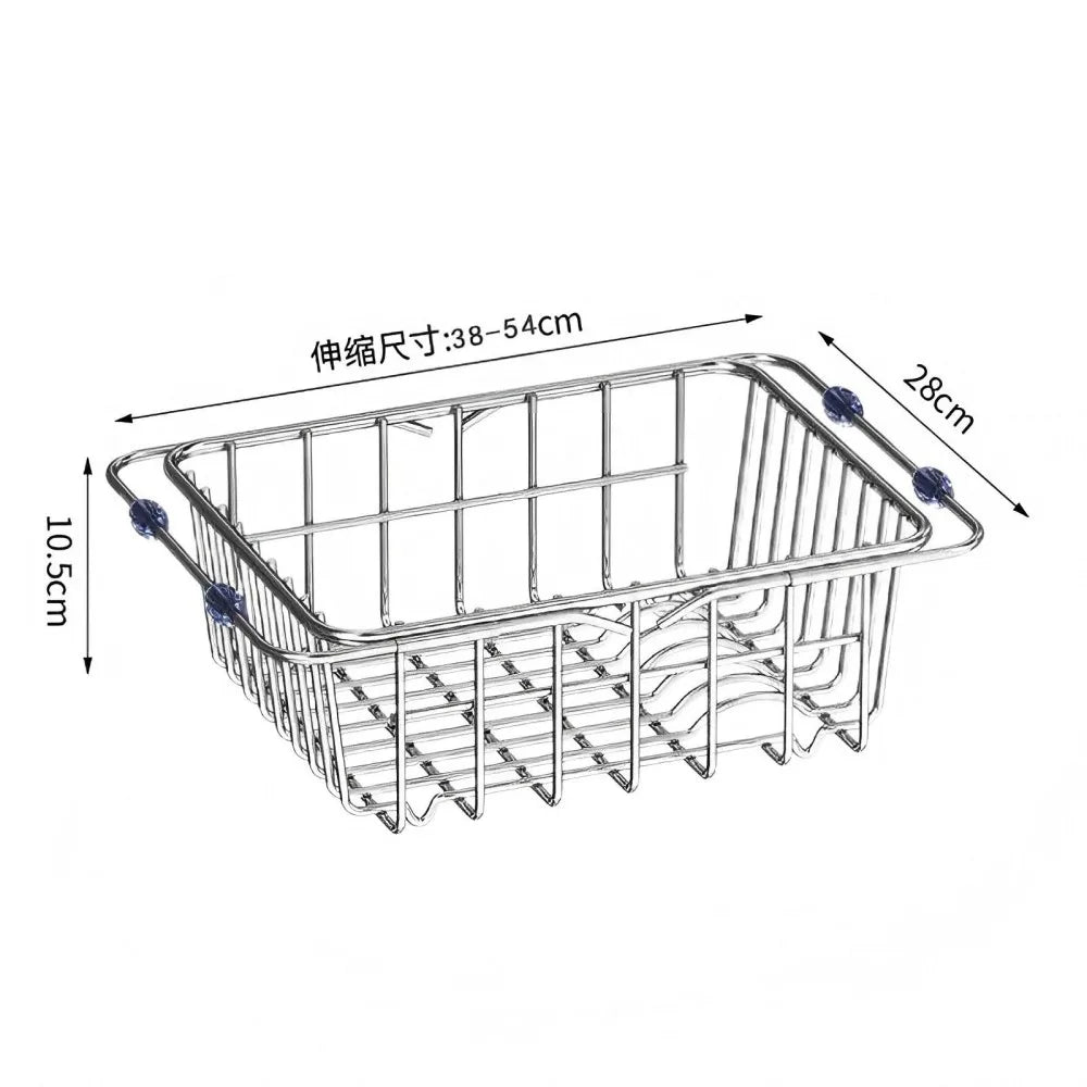 Égouttoir Flexinox | Extensible et Antidérapant | Panier en Acier Inoxydable pour Évier et Plan de Travail