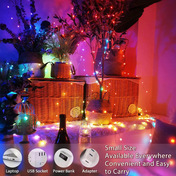 Lumavo Guirlande LED Smart RGBIC | Alimenté par USB | Changement de couleur & Mode musique | Pour jardin & déco