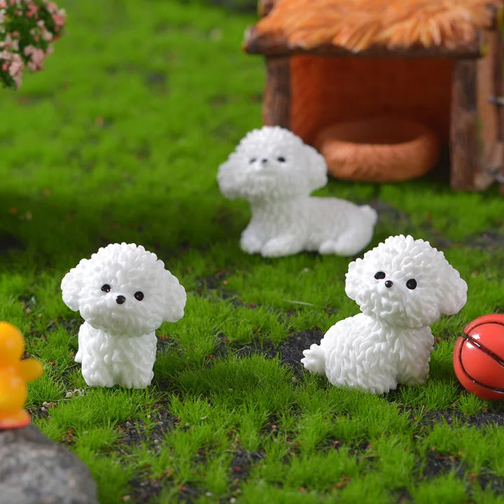 Figurine Mini Bichon Frisé | Décoration de chien mignonne | Pour chambre d'enfant, salon & DIY