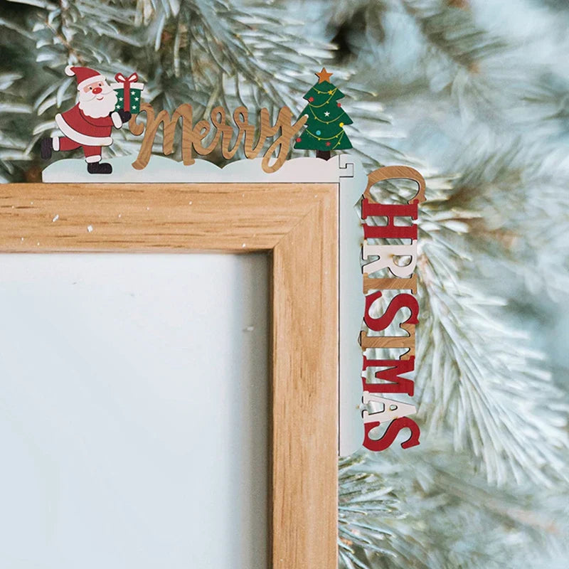 Coin de Noël Décoration SantaCorner | Décoration en Bois pour Portes & Murs | Motif de Noël Amusant avec Lutins & Père Noël | Plaque en Bois 3D
