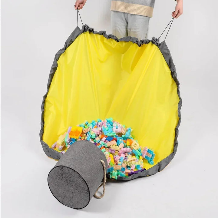 PlayZip Sac de rangement pour jouets | Avec fermeture éclair et poignée | 32×32×28 cm | Inclus : tapis de jeu de 150 cm | Organisateur de chambre d'enfant