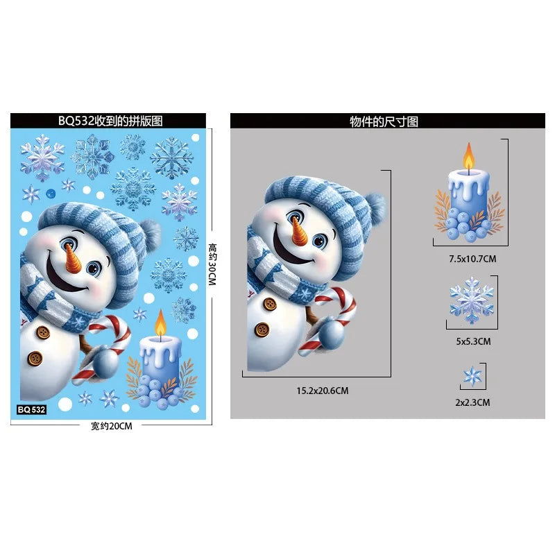 Frostella | Autocollants de fenêtre de Noël | Bonhomme de neige, Père Noël & Flocons de neige | Réutilisables & sans résidu | Pour verre & miroir