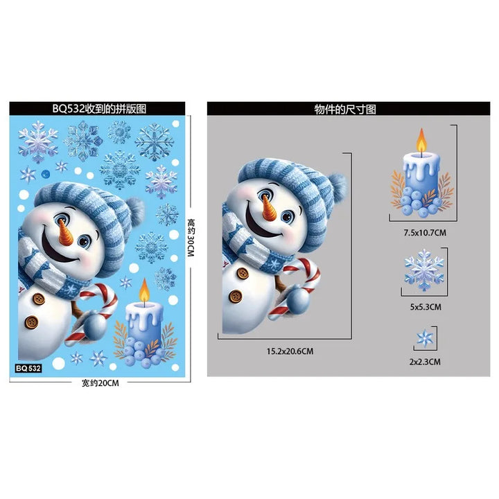 Frostella | Autocollants de fenêtre de Noël | Bonhomme de neige, Père Noël & Flocons de neige | Réutilisables & sans résidu | Pour verre & miroir