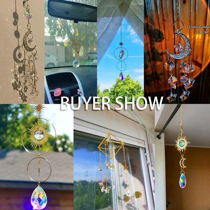 Lunora | Attrape-soleil en cristal | Pendule décoratif arc-en-ciel | Verre & Métal | 20 cm