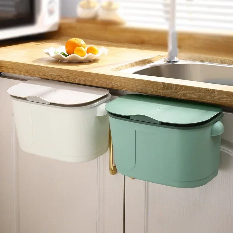 Poubelle murale Cleanvero | Avec couvercle | Suspendue et gain de place | Pour cuisine et salle de bain | Grand volume