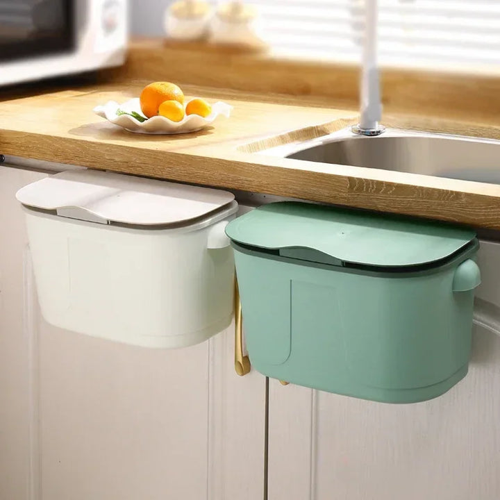 Poubelle murale Cleanvero | Avec couvercle | Suspendue et gain de place | Pour cuisine et salle de bain | Grand volume