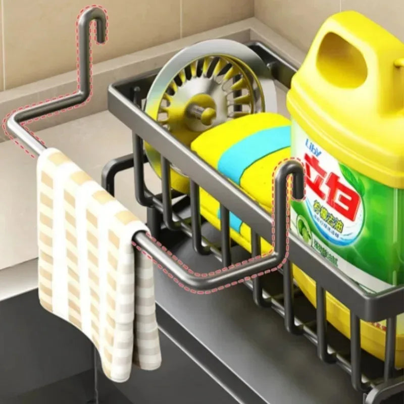 Küchensoft Support pour Éponge de Cuisine | Étagère Multifonctionnelle pour Égoutter | Pour Évier, Chiffons & Liquide Vaisselle | Organisateur Étagère