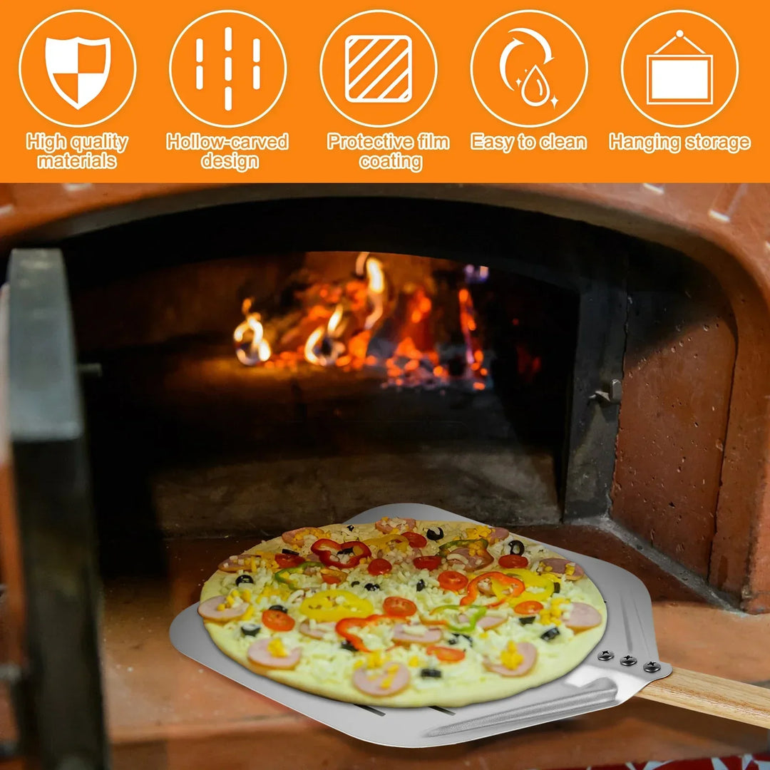BakeLifter | Pelle à pizza avec poignée en bois | Antiadhésif & Léger | Pour pizza, pain & gâteaux | 16,5–30 cm