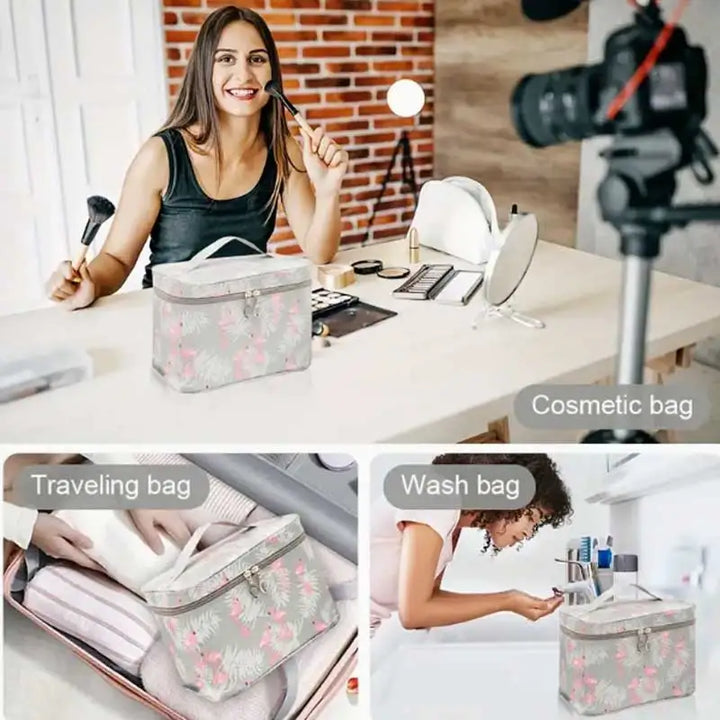 Trousse de maquillage Bellavie XL | Résistante à l'eau & Portable | Grande capacité | Tissu Oxford résistant