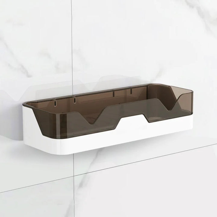 Étagère Murale Novira Salle de Bain & Cuisine | Ventouse Forte | Étanche & Sans Outils | Gris, Marron