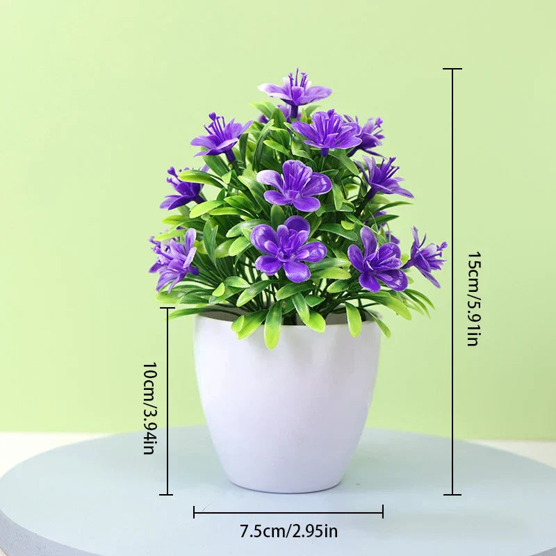 BlütenCharm Fleur Artificielle | Prunier à Cinq Pétales | 7,5×7,5×15 cm