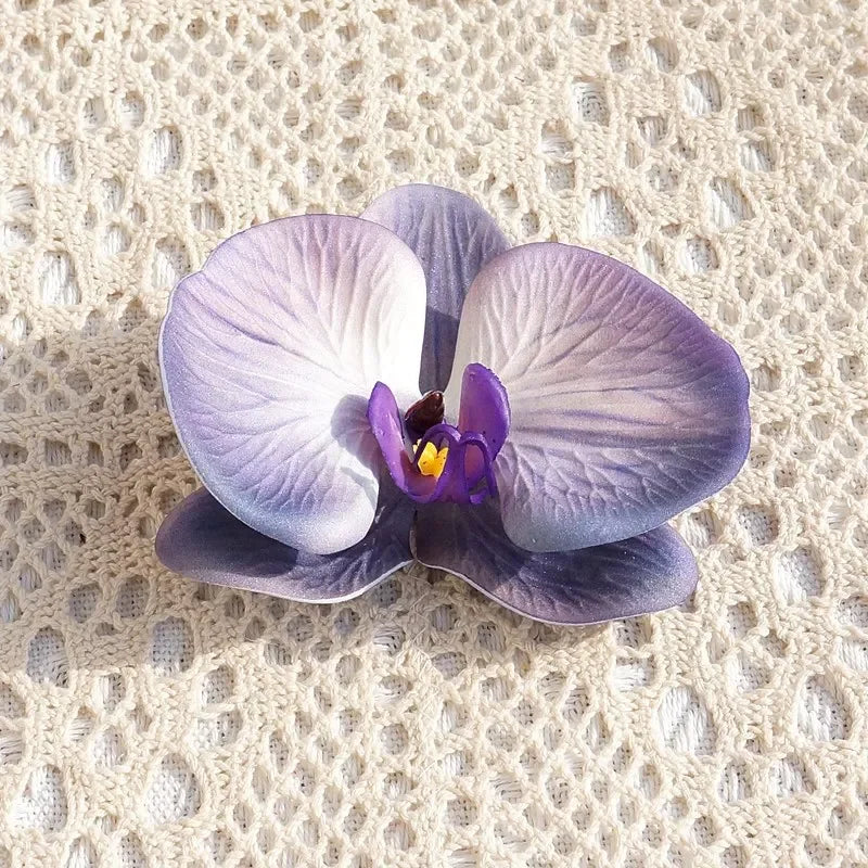 Fleur décorative 3D Floriva Orchidea | Grande orchidée papillon artificielle en coton silicone | 10 × 11 cm | Pour déco, cadeaux & accessoires capillaires