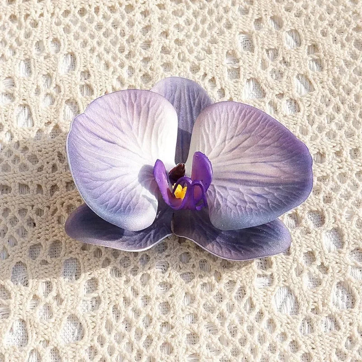Fleur décorative 3D Floriva Orchidea | Grande orchidée papillon artificielle en coton silicone | 10 × 11 cm | Pour déco, cadeaux & accessoires capillaires