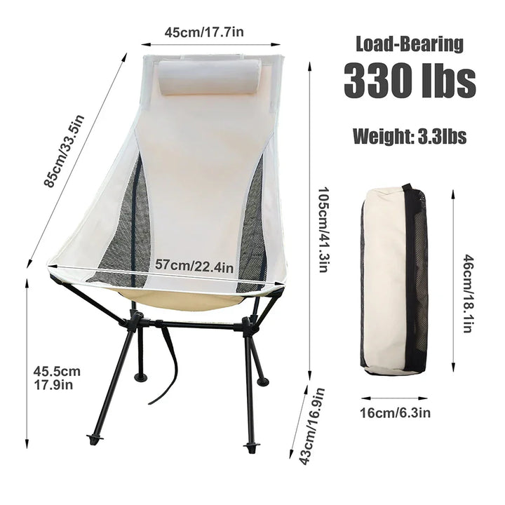 CAMPEROX Chaise pliante extérieure | Charge maximale de 150 kg | Cadre en aluminium et tissu résistant à la déchirure | Pour le camping, la plage et le jardin