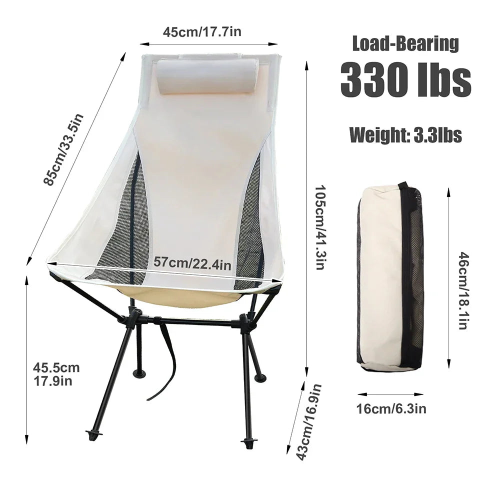CAMPEROX Chaise pliante d'extérieur | Supporte jusqu'à 150 kg | Cadre en aluminium & tissu résistant à la déchirure | Pour le camping, la plage & le jardin