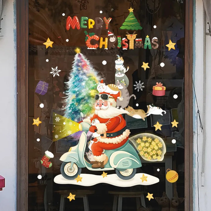LumiFrost | Autocollants de fenêtre de Noël 2025 | Père Noël & Sapin de Noël | Autocollants de fenêtre amovibles pour vitres & murs | Décoration festive pour Noël & Nouvel An