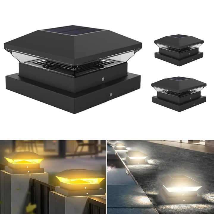 LumiColumna Lampe Solaire de Poteau | Température de Couleur Réglable Chaud & Froid | Étanche IP65 | Pour Poteaux de Clôture, Jardin & Portail