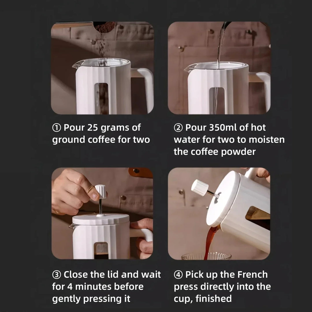 BrewVista | Presse Française à Café | 600 ml | Verre Borosilicate & Filtre en Acier Inoxydable | Pour la Maison & en Plein Air