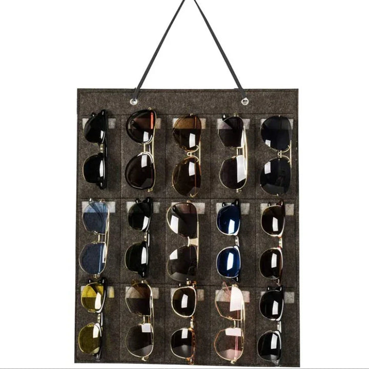 Organisateur GlasSpace | Support à lunettes mural | Sac de rangement pliable pour lunettes de soleil | Gain de place & résistant à la poussière | 42 × 38 cm