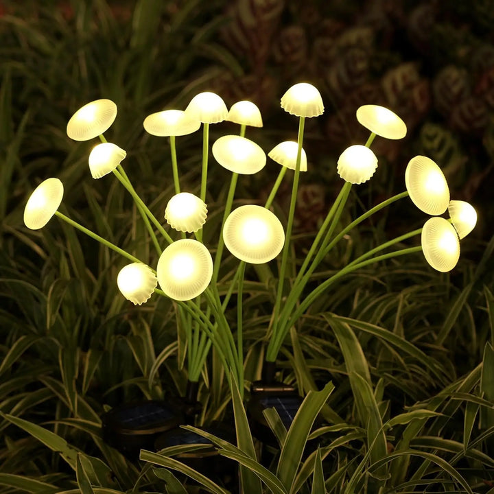 GlowPilz Lampe de jardin solaire 6 LEDs | Design méduse & champignon | Pour jardin, terrasse & espaces extérieurs