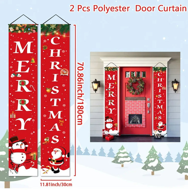 Bannière de porte de Noël | Écriture Joyeux Noël | Décoration suspendue pour la maison | Décoration de porte festive 2025/2026