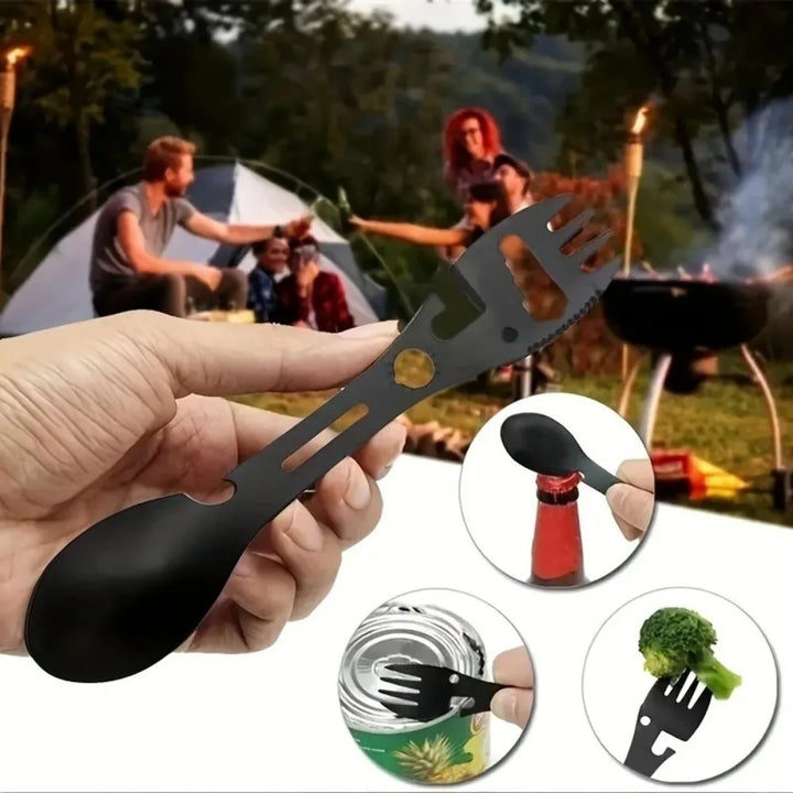 TrailSpork Pro | Spork de camping en acier inoxydable 6-en-1 | Fourchette, cuillère, outil de creusage & protection personnelle | Ultra léger & compact | Pour l'extérieur & survie