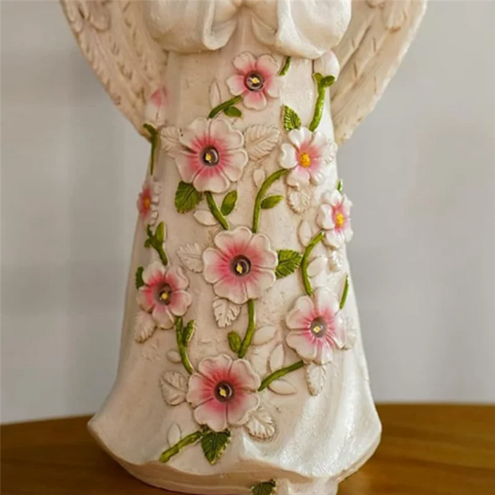 Figurine de jardin solaire LumiAngel | Statue d'ange avec lumière solaire | Décoration de jardin en résine faite à la main | Écologique & idée de cadeau