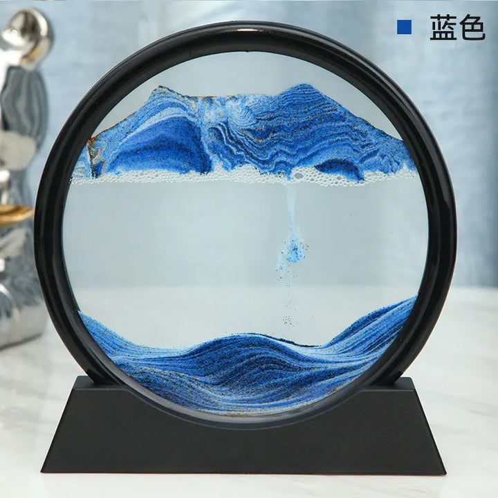 Image de sable 3D Aurelia Flow | Art du sable en mouvement dans le verre | Détente & Décoration | Design rond