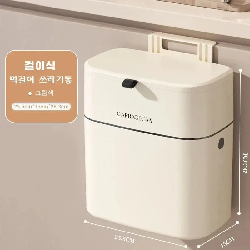 Poubelle suspendue CleanFold SquareBin | Avec couvercle rabattable et grande capacité | Pour salle de bain, cuisine et WC | 25,5 × 15 × 28,3 cm