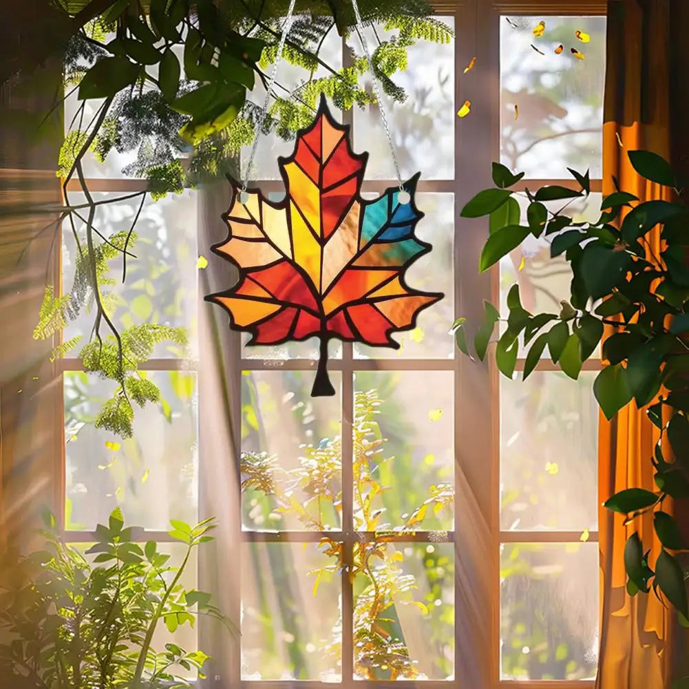 AutumnGlow | Attrape-soleil en feuille d'érable | Décoration de fenêtre et mur en acrylique | Jeu de lumière automnal 10×8 cm