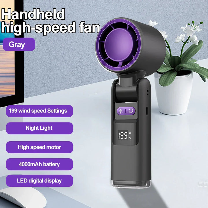 Mini-Ventilateur FroideJet 199 | 199 Vitesses | Mode Refroidissement Glacé | Batterie 4000mAh | Portable & Rechargeable