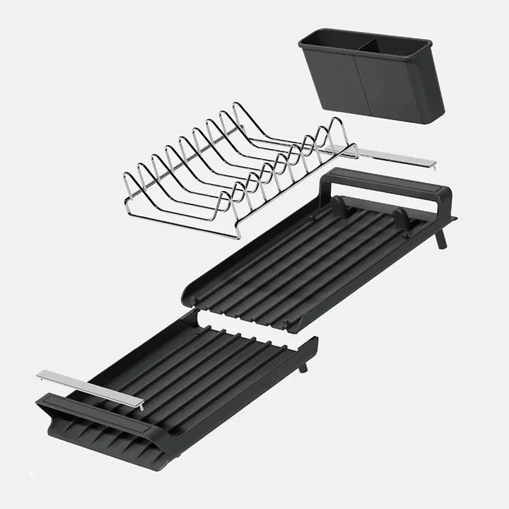 DryFlex Égouttoir télescopique | Extensible | Avec porte-couverts | Rangement de cuisine compact