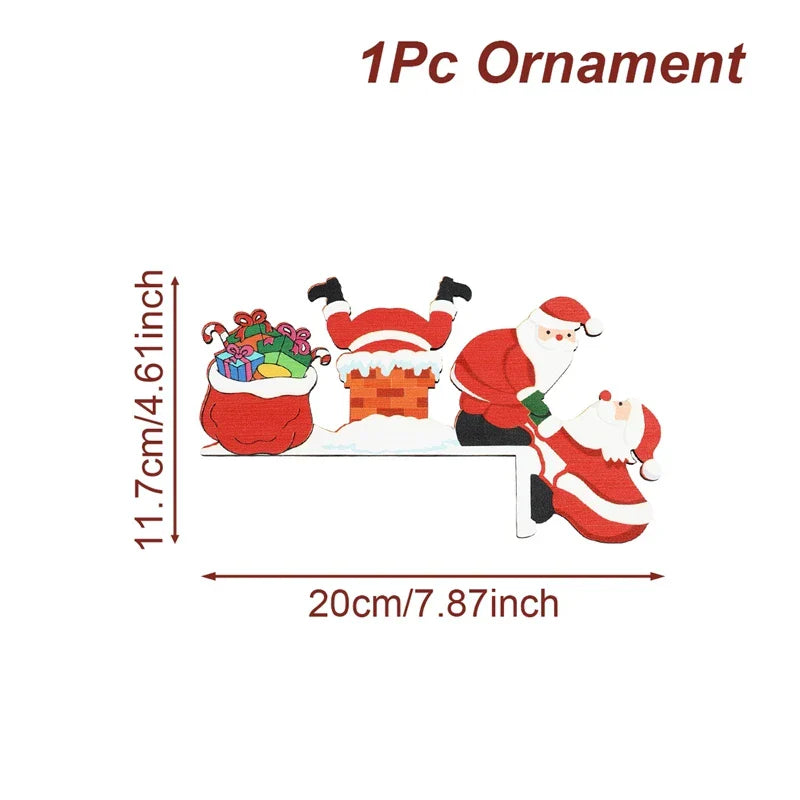 Décoration en Bois de Noël FrostiHome | Père Noël & Bonhomme de Neige | Plaque de Porte & Décoration d'Angle en Bois | Noël & Nouvel An 2026