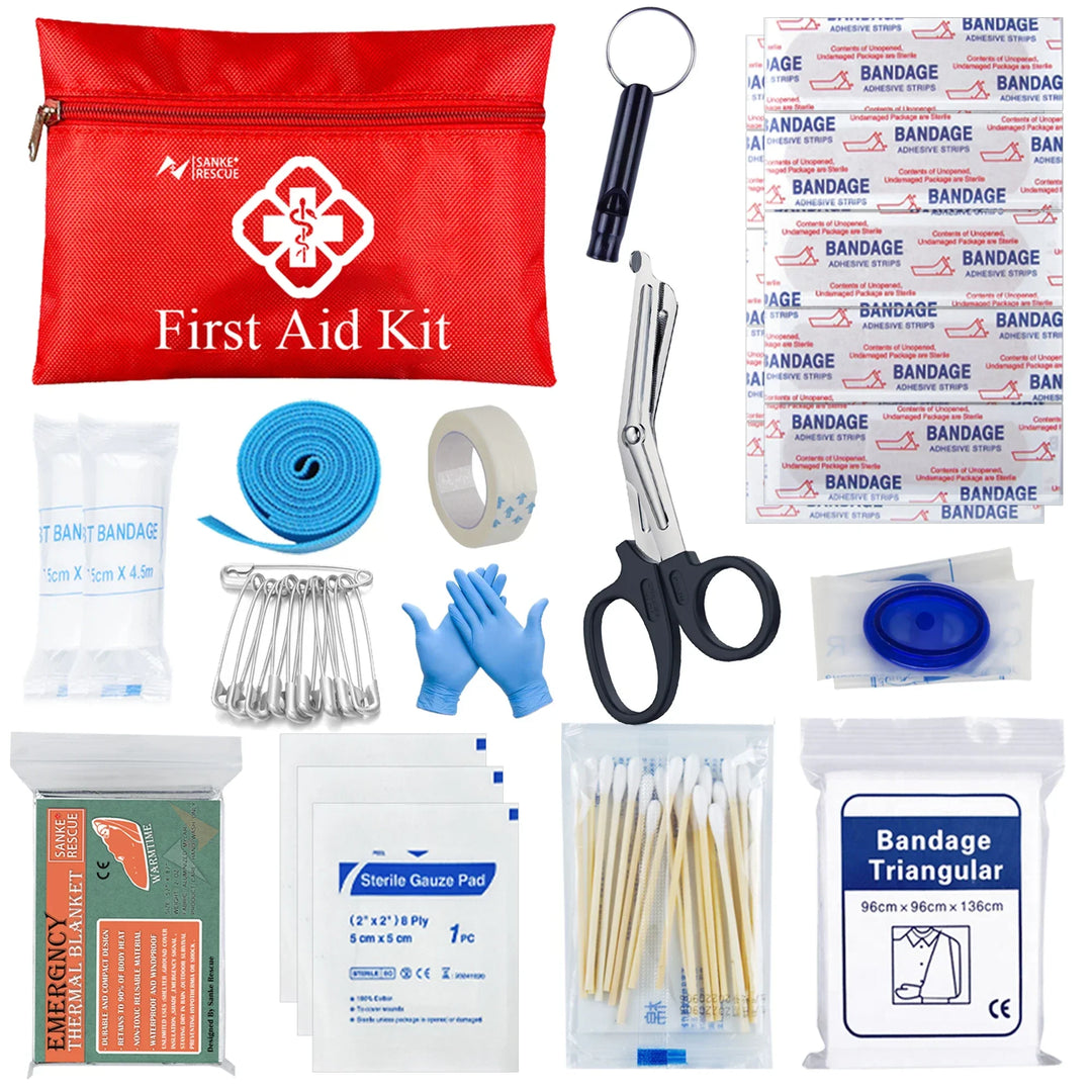 Survivora24 Kit de secours | Kit de survie en plein air de 24 pièces avec équipement de premiers secours | Pour la randonnée, le camping, la protection en cas de catastrophe et les aventures