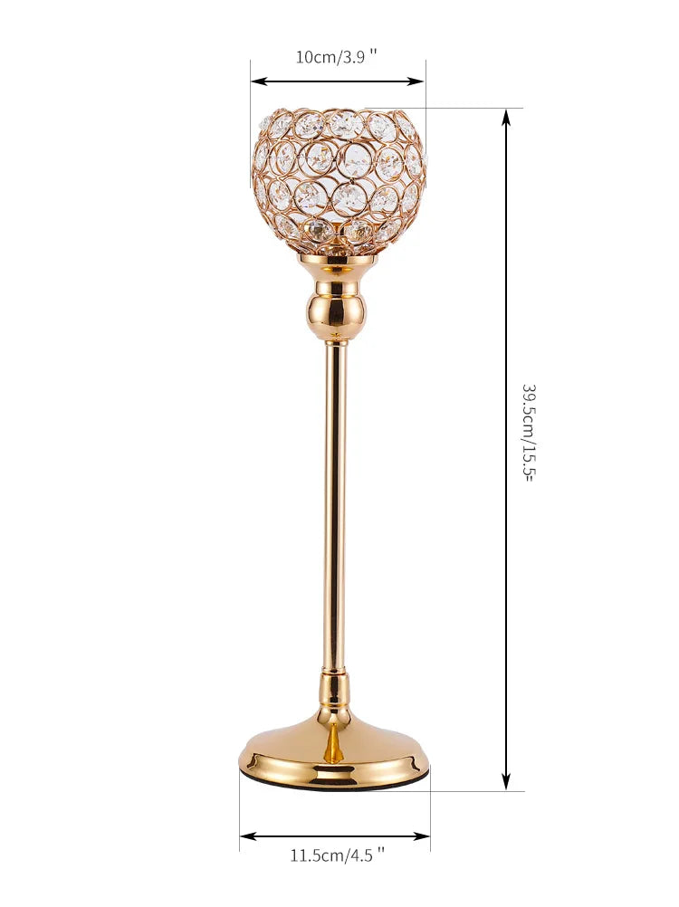 CristaLuce Bougeoir | 3 Coupes en Cristal | Design Arc Moderne | Métal & Verre | 33×9×15,5 cm