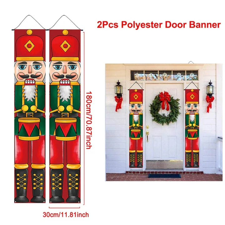 Bannière de porte de Noël | Écriture Joyeux Noël | Décoration suspendue pour la maison | Décoration de porte festive 2025/2026