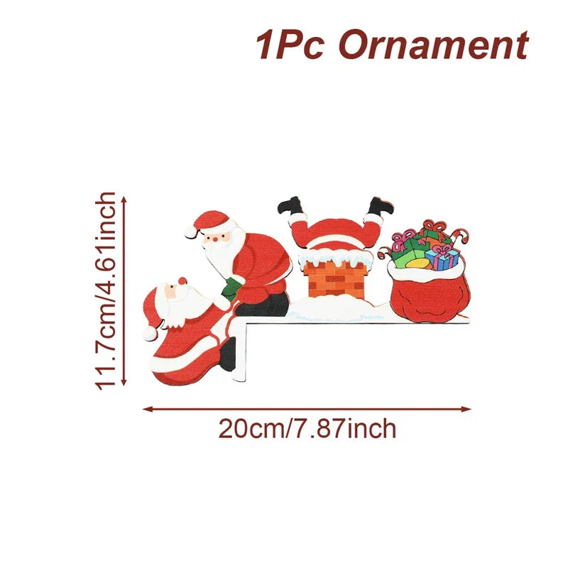 Décoration en Bois de Noël FrostiHome | Père Noël & Bonhomme de Neige | Plaque de Porte & Décoration d'Angle en Bois | Noël & Nouvel An 2026