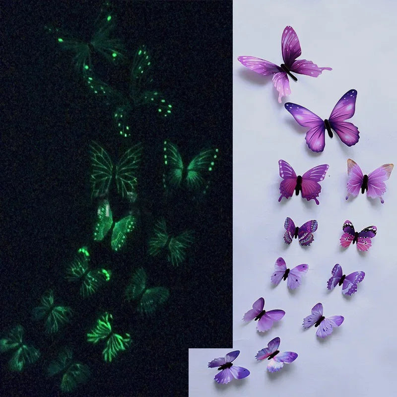 Luminexa Papillons | Autocollants Muraux Papillon 3D | 12 pièces | Lumineux & Décoration DIY | Pour Murs, Fêtes & Cadeaux