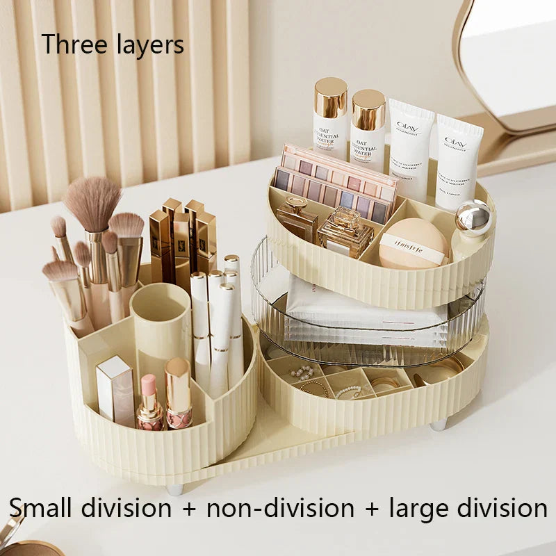 Clearlyn SpinBox Organisateur de maquillage rotatif en plastique | Boîte à cosmétiques avec compartiments | Rotation à 360° & gain de place | Aspect acrylique